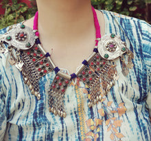 Antique Tribal Silver Amulet Necklace: Afghan Boho Pendant Chain