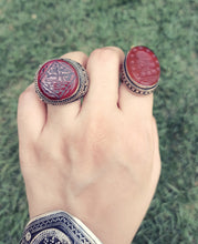 Antique Maroon Aqeeq Seal intaglio Ring -Stamp Stone Silver Ring- Agate Signet ring- Maharaja ring-Seal stamp ring- Islamic art