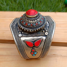 Multi stone Afghan cuff bracelet- Turquoise bracelet- Lapis and Coral stone jewelry- Bohemian jewelry- Tribal jewelry- Gypsy turquoise cuff