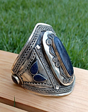Silver cuff bracelet- Lapis Lazuli bracelet- Etsy Gifts- Gifts for Women- Statement bracelet- Ethnic bracelet- Stone jewelry-