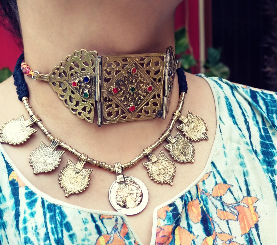 Handmade Afghan Tribal Necklace: Vintage Kuchi Coin Jewelry