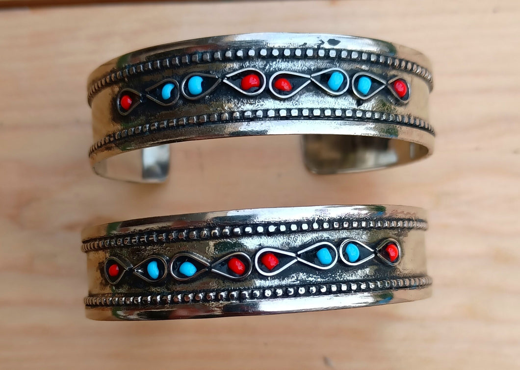 Tribal Silver Cuff Bracelet: Adjustable Bohemian Jewelry