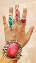 Afghan cuff bracelet- Tribal jewelry- ethnic jewelry- coral jewelry- bohemian bracelet- Coachella jewelry- Kuchi bracelet
