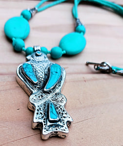 Afghan Turquoise Fish Pendant Necklace: Alpaca Silver, Ethnic Design