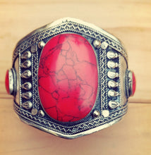 Afghan cuff bracelet- Tribal jewelry- ethnic jewelry- coral jewelry- bohemian bracelet- Coachella jewelry- Kuchi bracelet