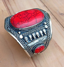Afghan cuff bracelet- Tribal jewelry- ethnic jewelry- coral jewelry- bohemian bracelet- Coachella jewelry- Kuchi bracelet