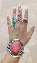 Turquoise Ring- Kuchi Ring- Afghan jewelry-  Saddle ring. statement ring. Stone rings. Bohemian Afghan ring. Gypsy Nomadic Ring- boho ring