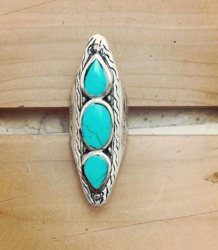 Turquoise Ring- Kuchi Ring- Afghan jewelry-  Saddle ring. statement ring. Stone rings. Bohemian Afghan ring. Gypsy Nomadic Ring- boho ring