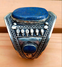 Lapis Bracelet- Silver Lapis stone Cuff. Turkmen Lapis Bracelet. Afghan Jewelry- Tribal Nomadic Cuff. Kuchi lapis jewelry- Lapis lazuli cuff