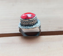 Red Coral Ring- Traditional Afghan jewelry- Valentine sale -