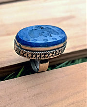 Handmade Lapis Lazuli Signet Ring: Afghan Tribal Jewelry