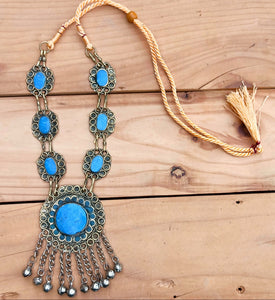 Stone Necklace- Statement necklace- Afghan necklace- Stone necklace-Blue lapis necklace. Ethnic stone jewelry.Tribal gypsy Nomadic jewelry