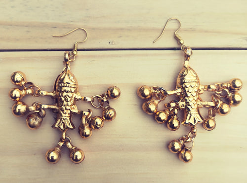 Vintage Gold Vermeil Bird Earrings: Rajasthan Ethnic Style