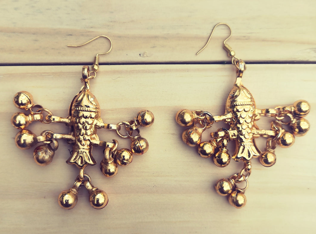 Vintage Gold Vermeil Bird Earrings: Rajasthan Ethnic Style