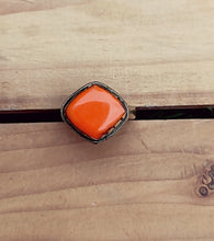 Orange coral ring- Statement ring- Tribal  ring- Kuchi ring- Ethnic boho ring- Gypsy ring- warrior women ring- Dome ring-