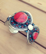 Red coral bracelet- Stacking bracelet- Adjustable afghan cuff bracelet- Bedouin jewelry- Kuchi jewelry- Afghan jewelry- Pakistani jewelry