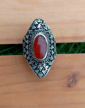 Carnelian Saddle Ring: Afghan Wirework, Size 9