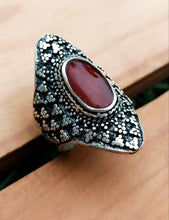 Carnelian Saddle Ring: Afghan Wirework, Size 9