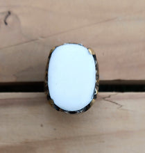 White Onyx Statement Ring: Afghan Kuchi Tribal Jewelry, Size 10