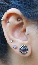 Purple Onyx Stud Earrings: Afghan Silver Coin, Boho Jewelry