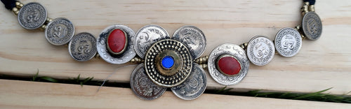 Handmade Afghan Tribal Coin Necklace: Bohemian Belly Dance Jewelry