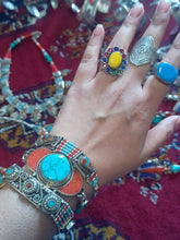 Turquoise & Lapis Beaded Bracelet: Tibetan Silver Boho Jewelry