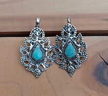 Afghan Coin Earrings: Vintage Silver Dangle Earrings with Turquoise