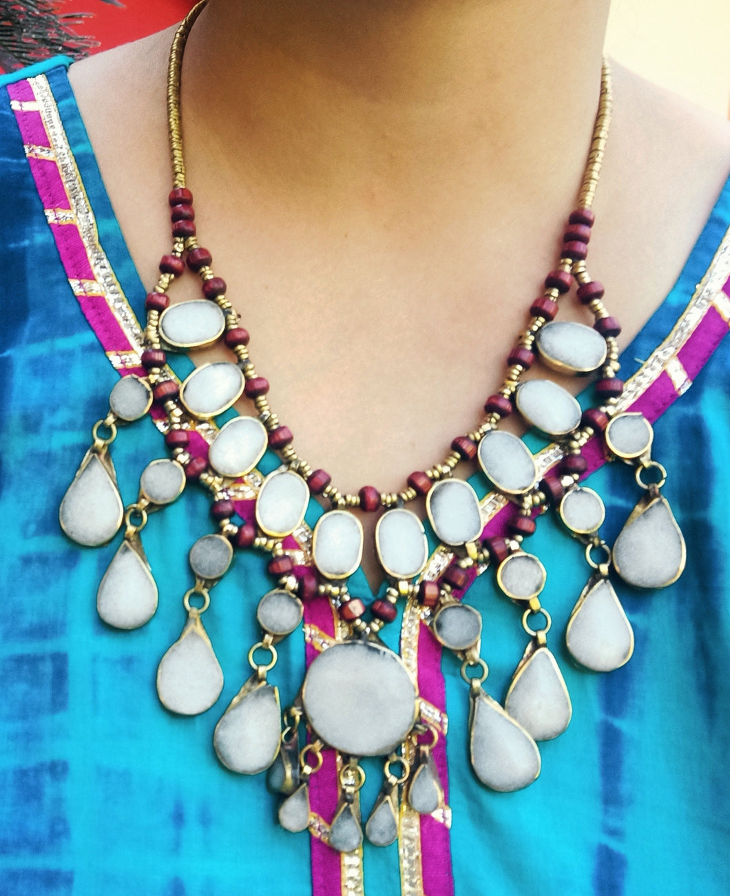 Tribal black onyx necklace.Tribal Choker Necklace. Statement necklace. Ethnic stone jewelry.Tribal gypsy Nomadic choker