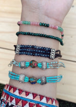 Bohemian Stacking Bracelet: Beaded Turquoise & Lapis, Tibetan Silver