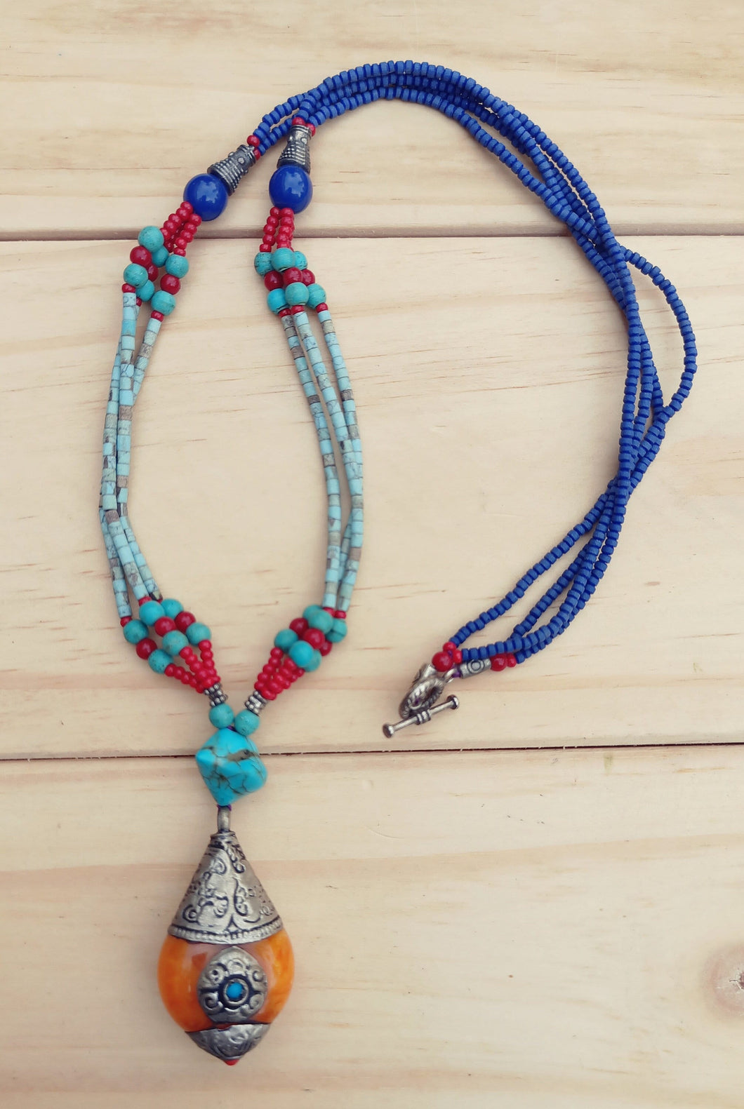 Afghan Onyx Kuchi Pendant Necklace: Boho Statement Jewelry