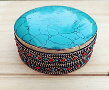 Jewelry box- Turquoise jewelry box- Handicrafts- Ring box- Ring dish-  Jewelry storage- Stone jewelry box- Ethnic jewelry