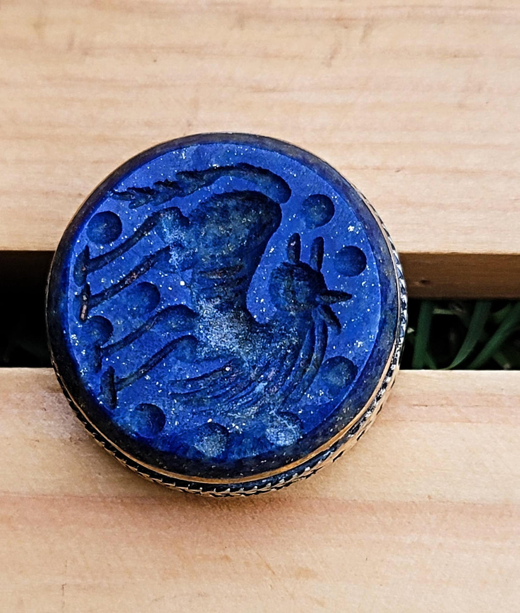 Animal ring- Signet ring- Lapis stone  ring- Lapis lazuli ring. Tribal Gypsy Ring. Bohemian Jewelry. Turquoise Rings.Hand carved Rings.