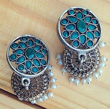 Malachite Dangle Earrings: Sterling Silver, Handmade Indian Jewelry