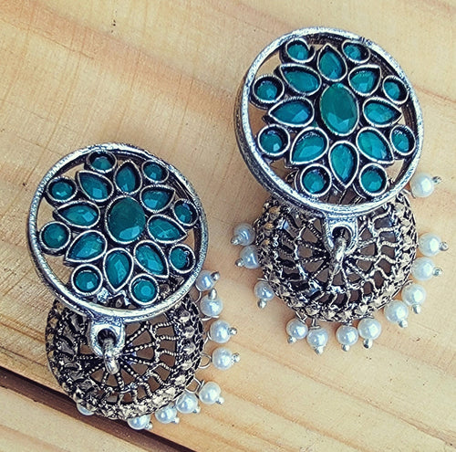 Malachite Dangle Earrings: Sterling Silver, Handmade Indian Jewelry