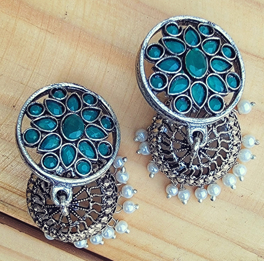 Malachite Dangle Earrings: Sterling Silver, Handmade Indian Jewelry