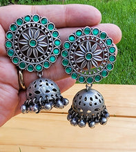 Malachite Dangle Earrings: Sterling Silver Hoop Earrings