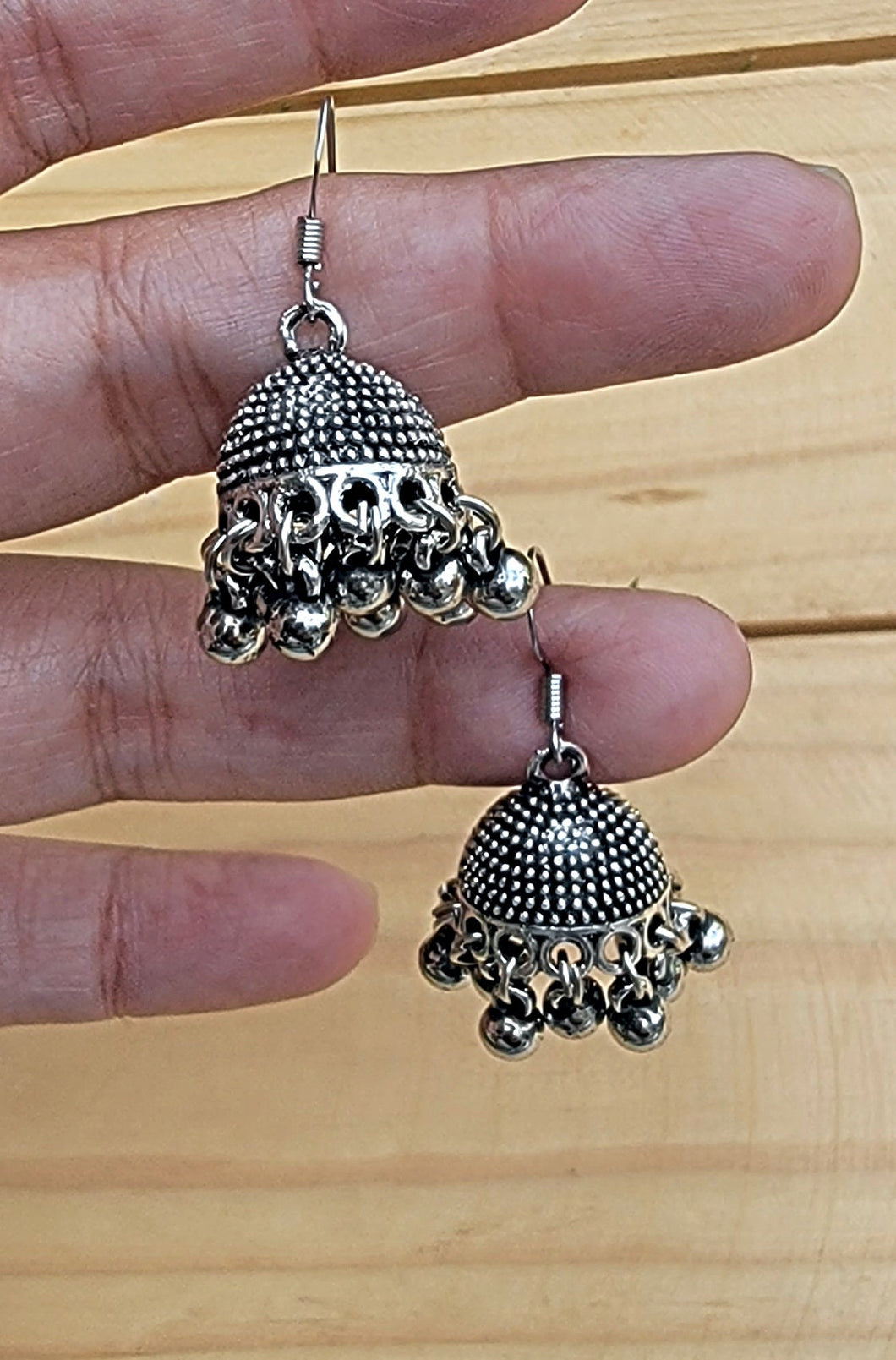 Afghan Jhumki Earrings: Tribal Silver Dangle Ornaments