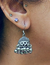 Afghan Jhumki Earrings: Tribal Silver Dangle Ornaments
