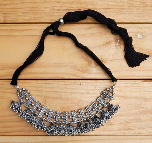 Indian Tribal Coin Necklace: Silver Kuchi Wedding Jewelry