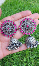 Stone Studded Dangle Earrings: Sterling Silver Kundan Jhumka Style