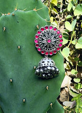 Stone Studded Dangle Earrings: Sterling Silver Kundan Jhumka Style