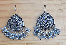 Jhumka earrings- flower earrings-  Tribal floral earrings- Bohemian jewelry- Gypsy jewelry- Tribal earrings- Dangle earrings- Half moon