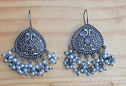 Jhumka earrings- flower earrings-  Tribal floral earrings- Bohemian jewelry- Gypsy jewelry- Tribal earrings- Dangle earrings- Half moon