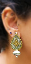 Tribal Indian Earrings: Gold Tone Engraved Boho Jewelry