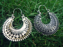 Antique Finish Ornate Hoop Earrings - Collectible Tribal Jewelry.Tribal Jewelry Hoop Earrings.Turkmen Tribal Jewelry Ornate Hoop Earrings
