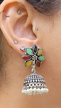 Malachite Dangle Earrings: German Silver Hoop Earrings