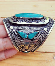 Turquoise bracelet-  Statement bracelet- Turquoise jewelry. Afghan bracelet- Bohemian jewelry Tribal jewelry- Boho jewelry
