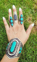 Turquoise bracelet-  Statement bracelet- Turquoise jewelry. Afghan bracelet- Bohemian jewelry Tribal jewelry- Boho jewelry
