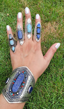 Turquoise Saddle Ring: Afghan Silver Wirework Ring, Size 8