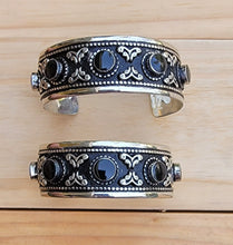 Black Aqeeq Stone Cuff: Vintage Afghan Tribal Jewelry
